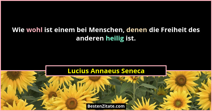 Wie wohl ist einem bei Menschen, denen die Freiheit des anderen heilig ist.... - Lucius Annaeus Seneca