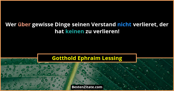 Wer über gewisse Dinge seinen Verstand nicht verlieret, der hat keinen zu verlieren!... - Gotthold Ephraim Lessing
