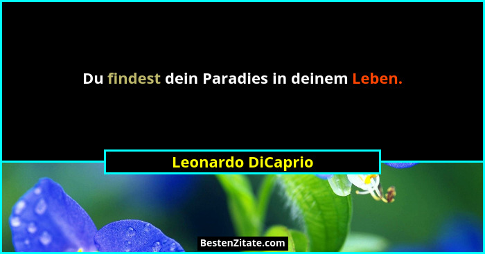 Du findest dein Paradies in deinem Leben.... - Leonardo DiCaprio