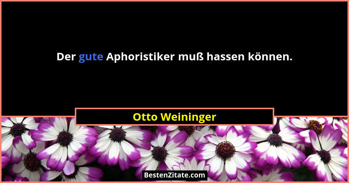 Der gute Aphoristiker muß hassen können.... - Otto Weininger