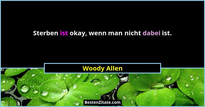 Sterben ist okay, wenn man nicht dabei ist.... - Woody Allen