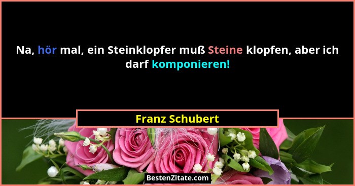 Na, hör mal, ein Steinklopfer muß Steine klopfen, aber ich darf komponieren!... - Franz Schubert