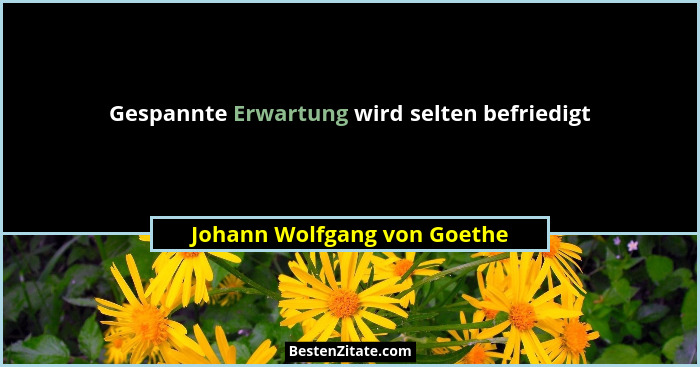 Gespannte Erwartung wird selten befriedigt... - Johann Wolfgang von Goethe