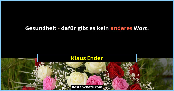 Gesundheit - dafür gibt es kein anderes Wort.... - Klaus Ender