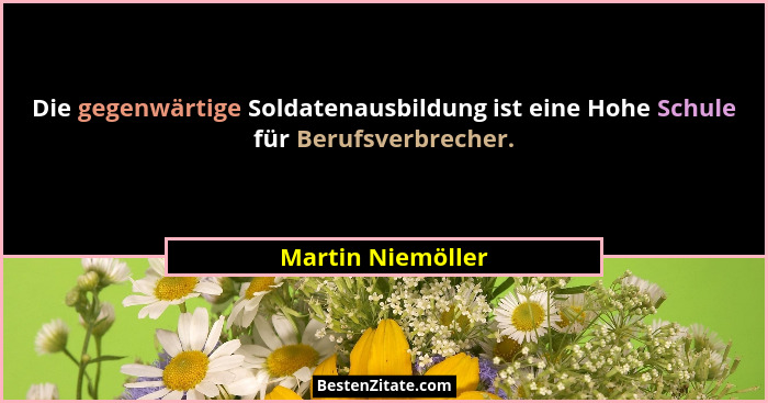 Die gegenwärtige Soldatenausbildung ist eine Hohe Schule für Berufsverbrecher.... - Martin Niemöller