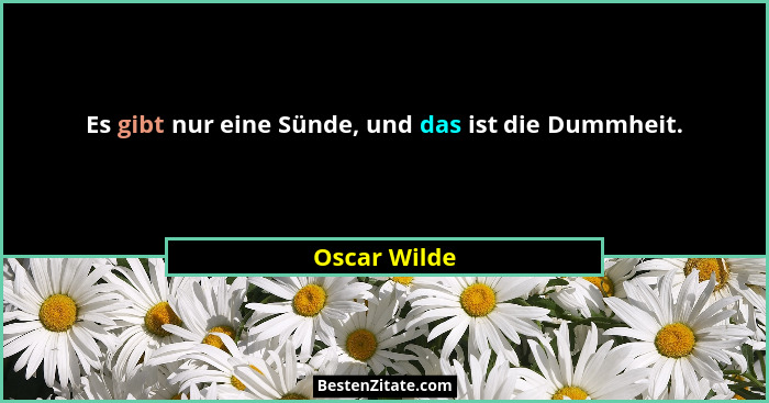 Es gibt nur eine Sünde, und das ist die Dummheit.... - Oscar Wilde