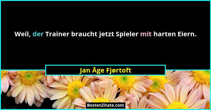 Weil, der Trainer braucht jetzt Spieler mit harten Eiern.... - Jan Åge Fjørtoft