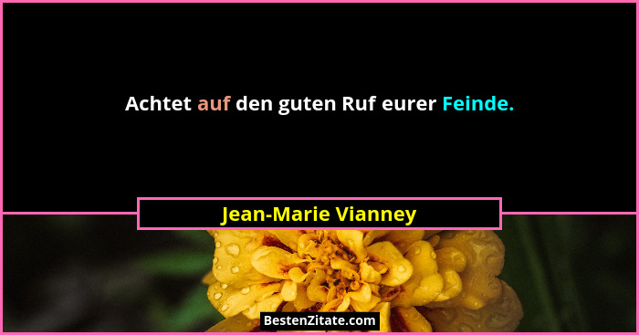 Achtet auf den guten Ruf eurer Feinde.... - Jean-Marie Vianney