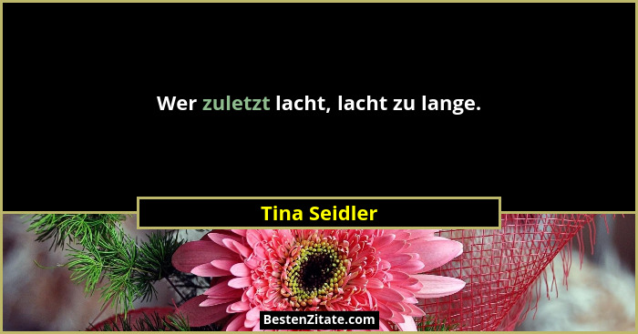 Wer zuletzt lacht, lacht zu lange.... - Tina Seidler