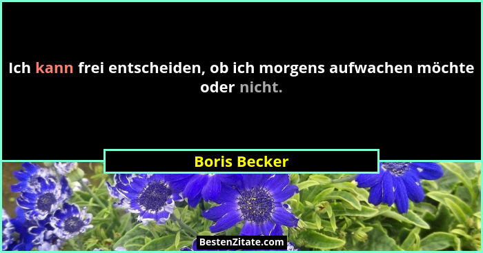 Ich kann frei entscheiden, ob ich morgens aufwachen möchte oder nicht.... - Boris Becker