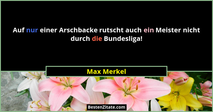 Auf nur einer Arschbacke rutscht auch ein Meister nicht durch die Bundesliga!... - Max Merkel