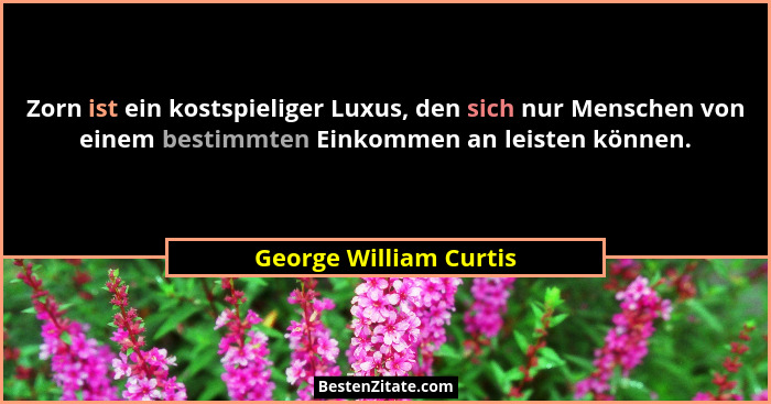 Zorn ist ein kostspieliger Luxus, den sich nur Menschen von einem bestimmten Einkommen an leisten können.... - George William Curtis