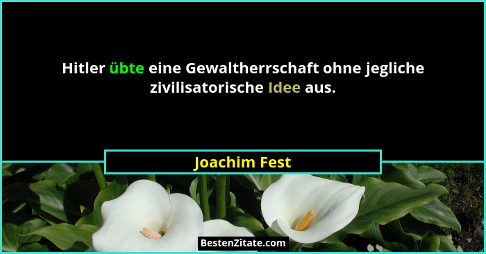 Hitler übte eine Gewaltherrschaft ohne jegliche zivilisatorische Idee aus.... - Joachim Fest