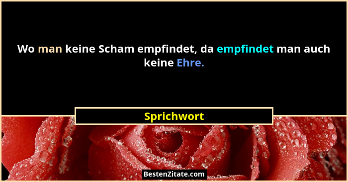 Wo man keine Scham empfindet, da empfindet man auch keine Ehre.... - Sprichwort