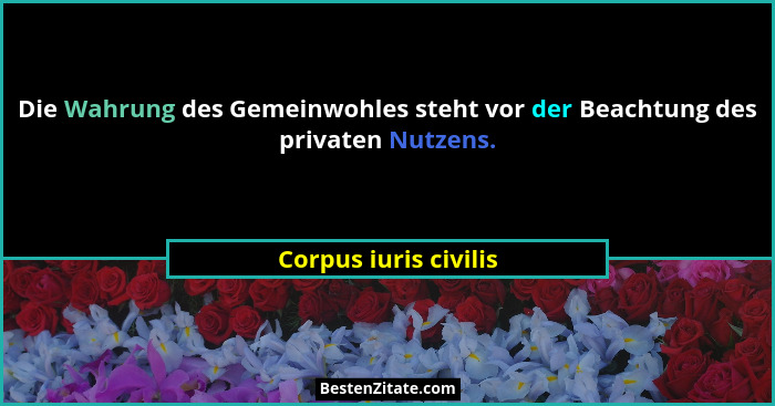 Die Wahrung des Gemeinwohles steht vor der Beachtung des privaten Nutzens.... - Corpus iuris civilis