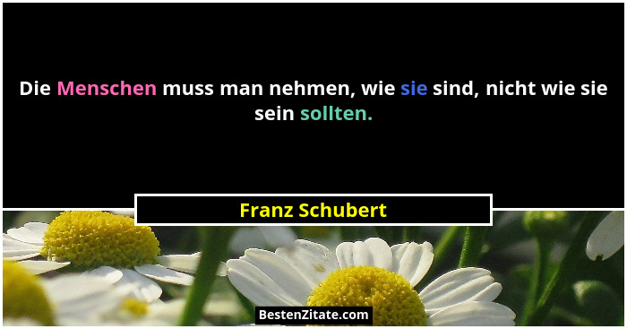 Die Menschen muss man nehmen, wie sie sind, nicht wie sie sein sollten.... - Franz Schubert