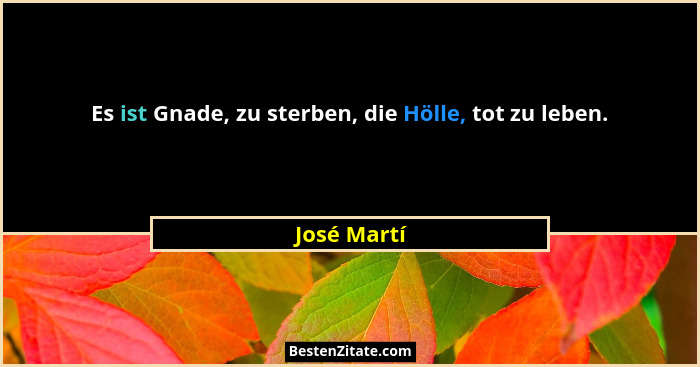 Es ist Gnade, zu sterben, die Hölle, tot zu leben.... - José Martí