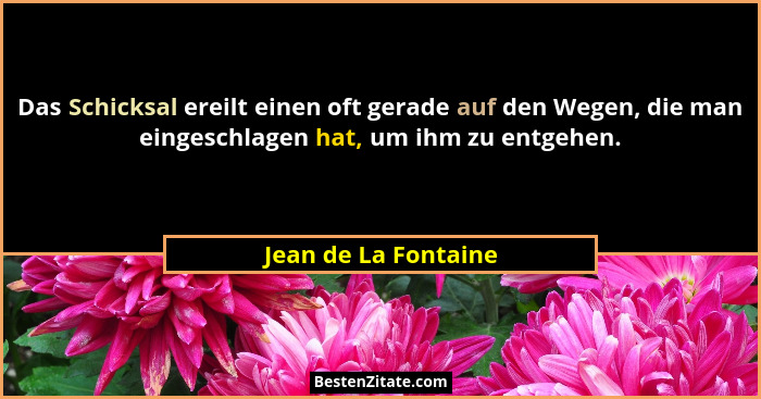 Das Schicksal ereilt einen oft gerade auf den Wegen, die man eingeschlagen hat, um ihm zu entgehen.... - Jean de La Fontaine