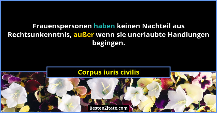 Frauenspersonen haben keinen Nachteil aus Rechtsunkenntnis, außer wenn sie unerlaubte Handlungen begingen.... - Corpus iuris civilis