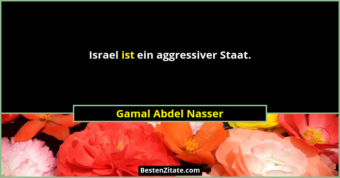 Israel ist ein aggressiver Staat.... - Gamal Abdel Nasser