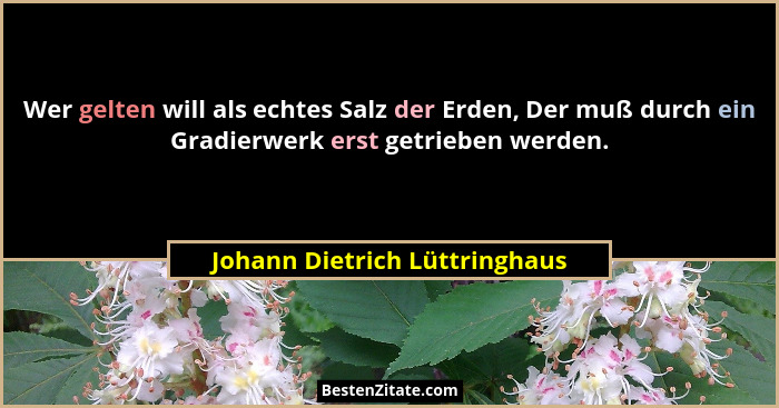 Wer gelten will als echtes Salz der Erden, Der muß durch ein Gradierwerk erst getrieben werden.... - Johann Dietrich Lüttringhaus