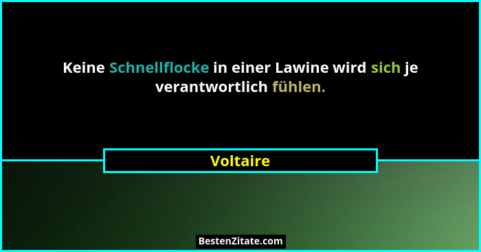 Keine Schnellflocke in einer Lawine wird sich je verantwortlich fühlen.... - Voltaire