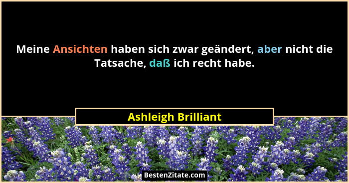 Meine Ansichten haben sich zwar geändert, aber nicht die Tatsache, daß ich recht habe.... - Ashleigh Brilliant