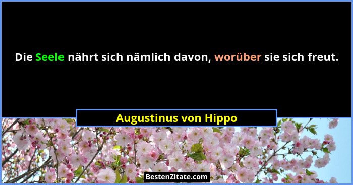 Die Seele nährt sich nämlich davon, worüber sie sich freut.... - Augustinus von Hippo