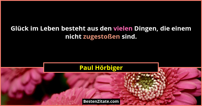 Glück im Leben besteht aus den vielen Dingen, die einem nicht zugestoßen sind.... - Paul Hörbiger
