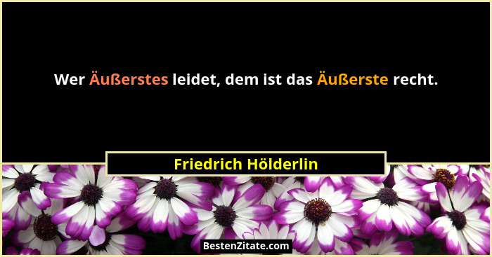 Wer Äußerstes leidet, dem ist das Äußerste recht.... - Friedrich Hölderlin