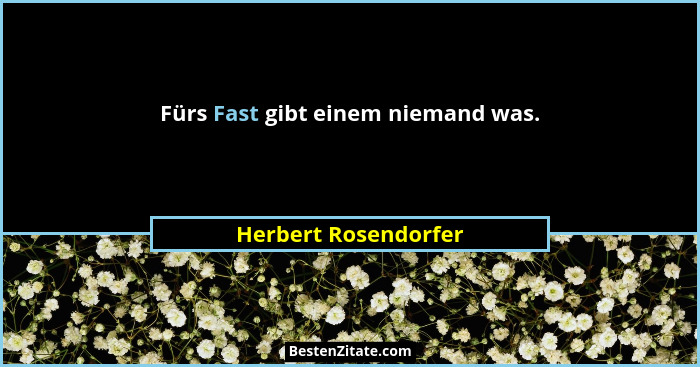 Fürs Fast gibt einem niemand was.... - Herbert Rosendorfer