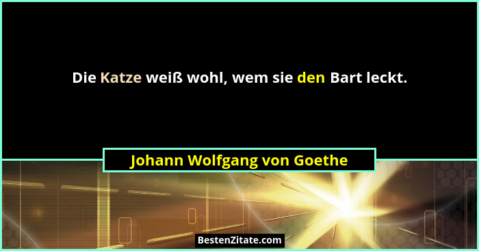 Die Katze weiß wohl, wem sie den Bart leckt.... - Johann Wolfgang von Goethe