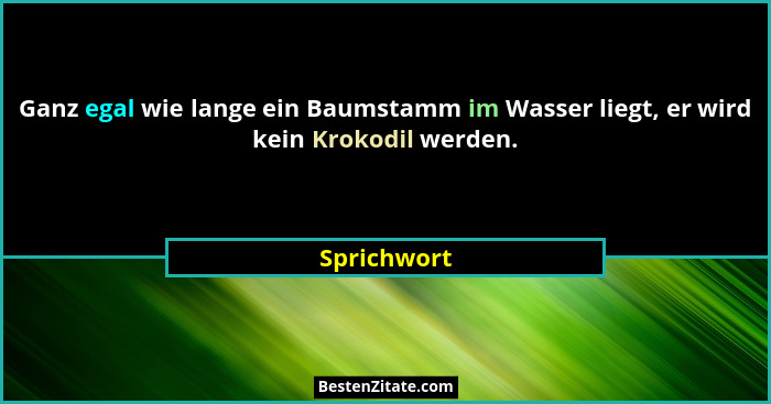 Ganz egal wie lange ein Baumstamm im Wasser liegt, er wird kein Krokodil werden.... - Sprichwort