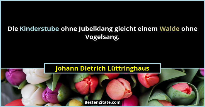Die Kinderstube ohne Jubelklang gleicht einem Walde ohne Vogelsang.... - Johann Dietrich Lüttringhaus