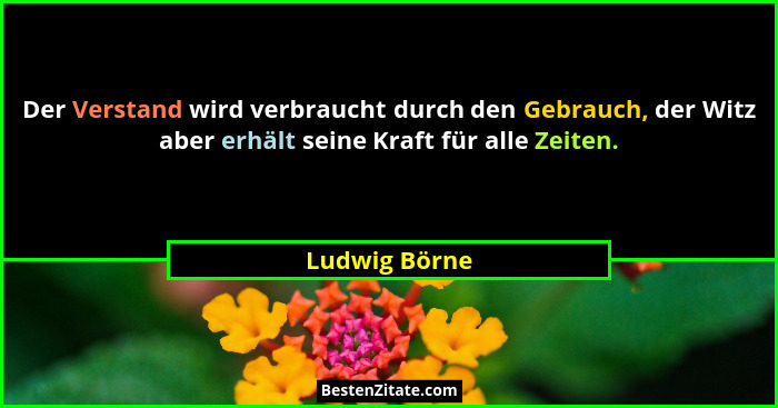 Der Verstand wird verbraucht durch den Gebrauch, der Witz aber erhält seine Kraft für alle Zeiten.... - Ludwig Börne