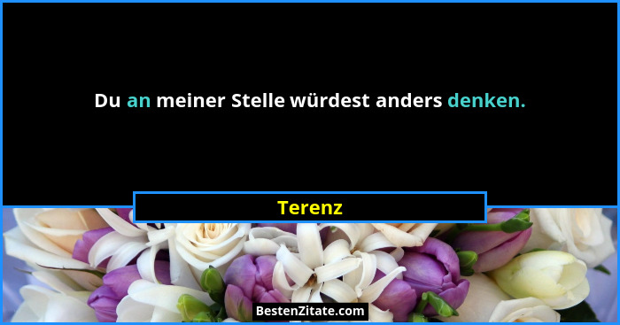 Du an meiner Stelle würdest anders denken.... - Terenz