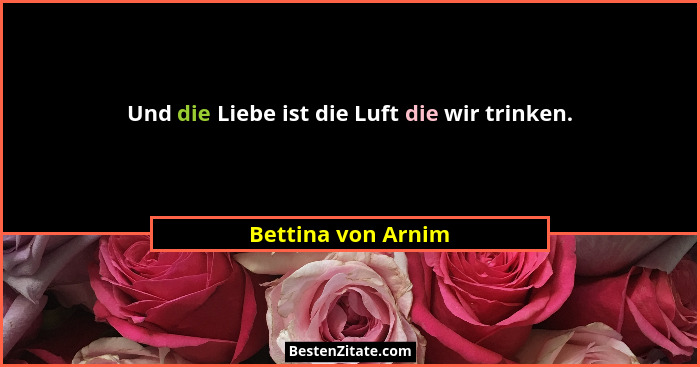 Und die Liebe ist die Luft die wir trinken.... - Bettina von Arnim