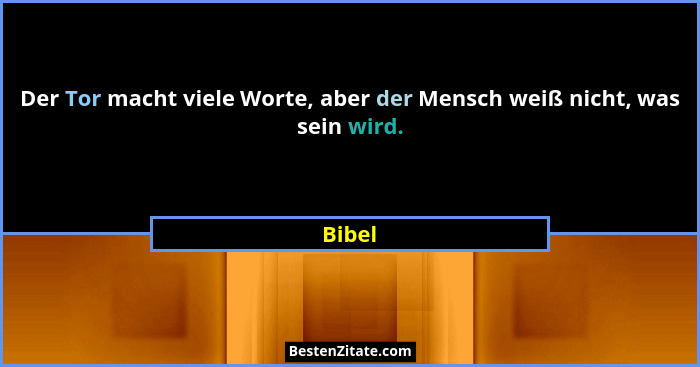 Der Tor macht viele Worte, aber der Mensch weiß nicht, was sein wird.... - Bibel