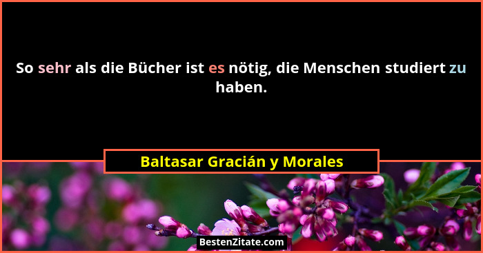 So sehr als die Bücher ist es nötig, die Menschen studiert zu haben.... - Baltasar Gracián y Morales