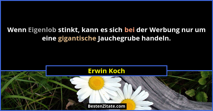 Wenn Eigenlob stinkt, kann es sich bei der Werbung nur um eine gigantische Jauchegrube handeln.... - Erwin Koch