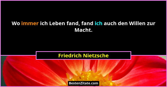 Wo immer ich Leben fand, fand ich auch den Willen zur Macht.... - Friedrich Nietzsche