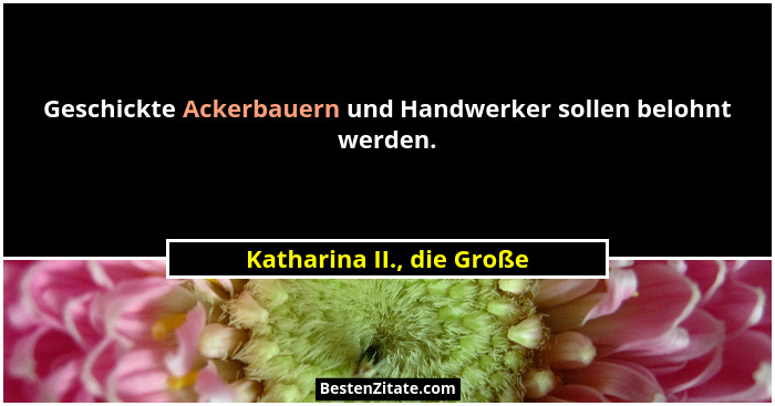 Geschickte Ackerbauern und Handwerker sollen belohnt werden.... - Katharina II., die Große