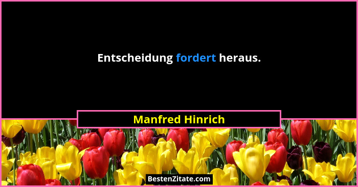 Entscheidung fordert heraus.... - Manfred Hinrich