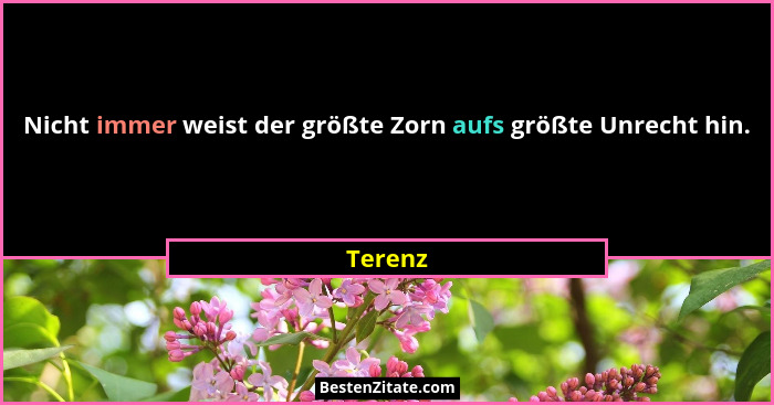 Nicht immer weist der größte Zorn aufs größte Unrecht hin.... - Terenz