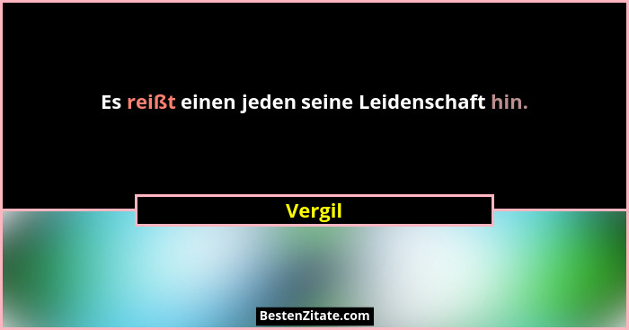 Es reißt einen jeden seine Leidenschaft hin.... - Vergil