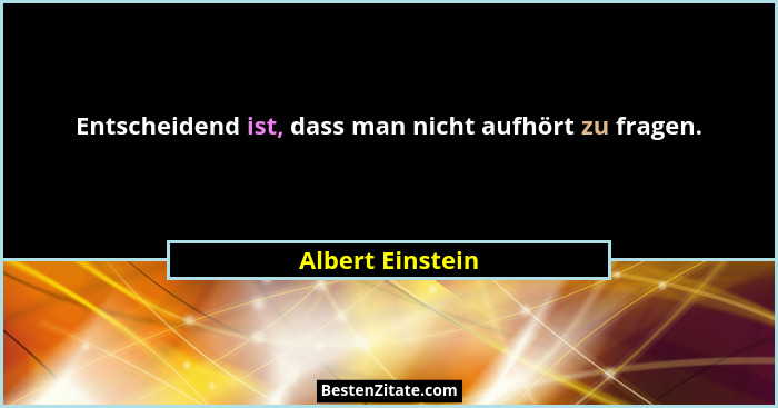 Entscheidend ist, dass man nicht aufhört zu fragen.... - Albert Einstein
