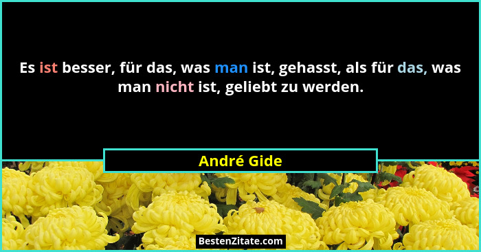 Es ist besser, für das, was man ist, gehasst, als für das, was man nicht ist, geliebt zu werden.... - André Gide