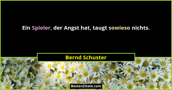 Ein Spieler, der Angst hat, taugt sowieso nichts.... - Bernd Schuster