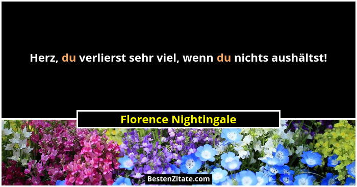 Herz, du verlierst sehr viel, wenn du nichts aushältst!... - Florence Nightingale