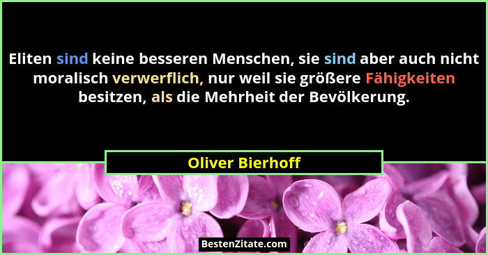 Eliten sind keine besseren Menschen, sie sind aber auch nicht moralisch verwerflich, nur weil sie größere Fähigkeiten besitzen, als... - Oliver Bierhoff